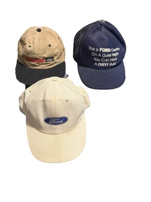 Lote de 3 sombreros caqui con correa trasera con logotipo Ford Foto 1 de 4