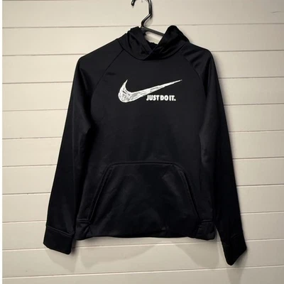 Nike Dri Fit Therma GFX Boys Black Hoodie Youth XL Swoosh Sweatshirt - Image 1 of 4