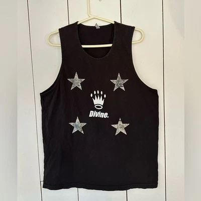 Men's Graphic Muscle T Tank Sz L Black Crown Divine Stars Graphic - Image 1 of 4