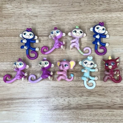 Lot Of 9 Fingerlings Minis Monkey Monkies Dragon Elephant WowWee Bundle Toys - image 1 of 4