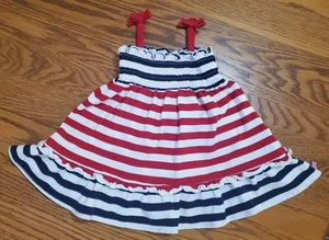SUNDRESS 3-6M GIRLS RED WHITE BLUE STRIPES PATRIOTIC 100% COTTON CHILDRENS PLACE - Picture 1 of 14