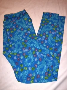 LuLaRoe Leggings One Size NWOT Blue Paisley Star Pixels NEW OS - Picture 1 of 3