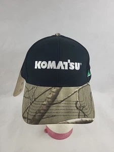 KOMATSU Black & Camouflage Embroidered Adjustable Strap OSFM Baseball Hat NWT - Picture 1 of 15