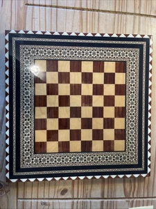 Handcrafted 40cm Marquetry Inlay Wood Chess Board Persian Style Border - Picture 1 of 18