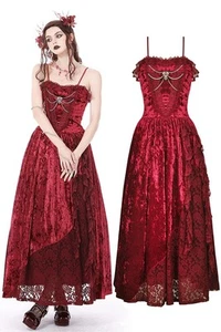 Dark In Love Women Red Gothic Blood Rose Lace Gorgeous Spaghetti Strap Dress - Bild 1 von 23
