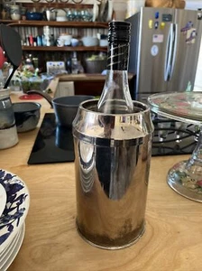 silver plated 8.5” insulated wine cooler. holds 3.5” bottle - Picture 1 of 4