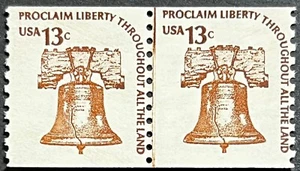 United States, Scott #1618,13 Cent, Liberty Bell, Dull Gum, Joint Line Pair, MNH - Picture 1 of 2