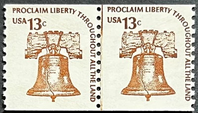 United States, Scott #1618,13 Cent, Liberty Bell, Dull Gum, Joint Line Pair, MNH - Image 1 of 2
