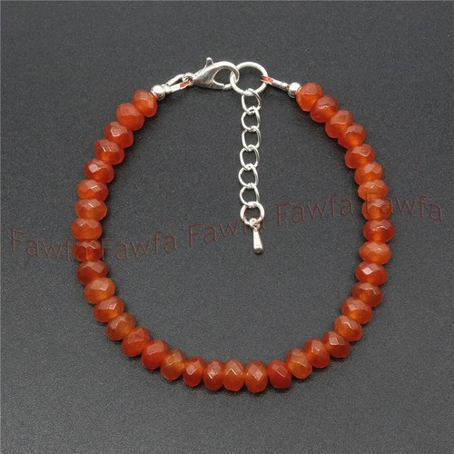 VALENTINO Bracciale Nuovo Sfaccettato 2X4MM Arancione Rosso Giada Rondelle Gemma Abaco Perline 7 5''