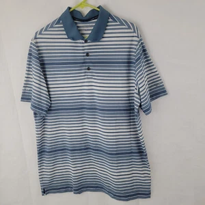 NIKE Mens Polo Shirt Sz XL Blue Gray Striped Golf Golfing Tour Performance READ - Picture 1 of 14