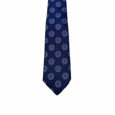 Corbata Turnbull & Asser Jacquard Floral Estampado Seda TY2250, Azul Marino/Azul Foto 1 de 2