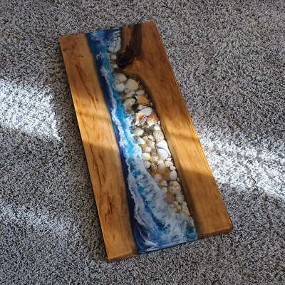 Epoxy Live End Table / Side Table / Shells Table / Natural Edge Side Table - Image 1 of 4