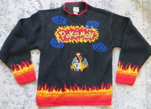 VTG 1990's Pokémon Youth Knit SWEATER Pikachu SIZE M Medium 10/12 USA - Picture 1 of 8