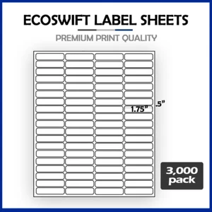 (240000) Etiquetas de envío de dirección láser 1 3/4 x 1/2 "EcoSwift" 80 por hoja - Imagen 1 de 5