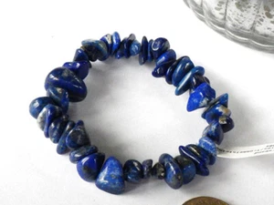 SCHMUCK-STCK ARMBAND Lapis Lazuli Lapislazuli Splitter Chips blau Trommelstein - Picture 1 of 2