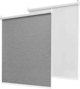 100% Verdunkelungsrollo - Thermo UV Sichtschutz, 34x72" Grau für Zuhause/Büro - Bild 1 von 8