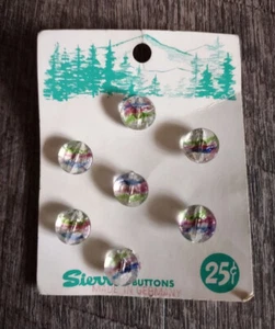Vintage Sierra 1/2" GLASS BUTTONS Seven on Original Card, Germany, Multicolor - Picture 1 of 2