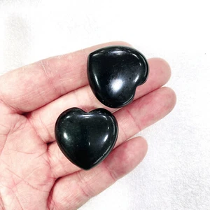 2pcs Natural Obsidian Heart Reiki Gemstone Crystal Quartz Healing Decorate - Picture 1 of 7