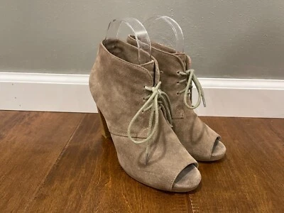 Ann Taylor Loft Beige Gamuza Punta Abierta Botines Tacones Zapatos - Para Mujer 6M Foto 1 de 4