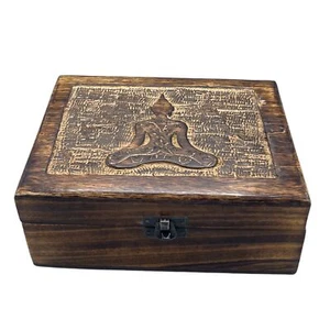 Hand-carved Wooden Boxes Large Wooden Keepsake Box 20x15x7.5cm Buddha - Picture 1 of 3