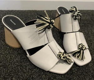 Proenza Schouler Tasselled Detail Heel mule Sandals Size 38 White Worn Once - Picture 1 of 12
