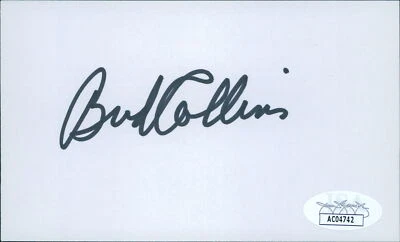 Bud Collins Tennis Broadcaster Signed 3x5 Index Card JSA Authenticated - Image 1 of 2