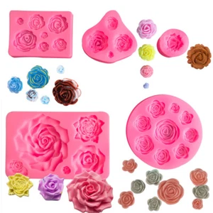 3D Rose Flower Silicone Fondant Cake Mold Chocolate Candy Baking Mould Soap Tool - Picture 1 of 10