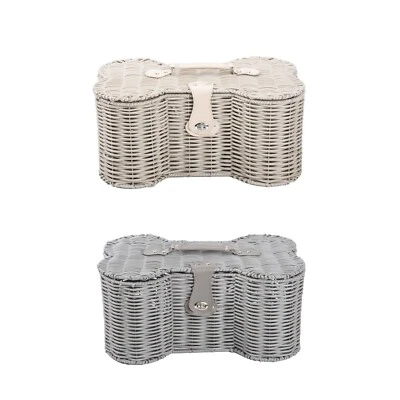 WICKERFIELD Bone Shaped Pet Storage Basket with Lid Pet Gift Hamper Pet Toys Storage Basket