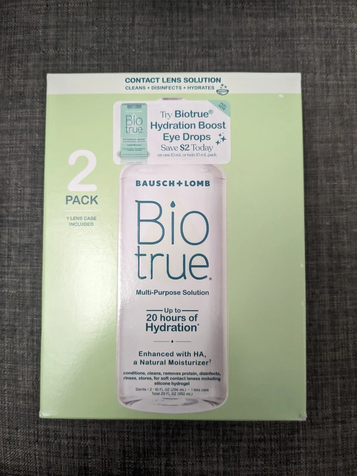 *Bausch Lomb 2 Pack Biotrue Multi-Purpose Contact Lens Solution 10 oz case