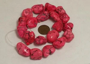 15.5" freeform pink red color Howlite  nuggets/15mm-22mm(D431-w3.5) - Picture 1 of 1
