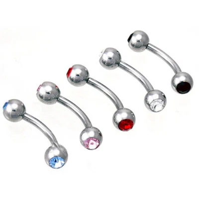 Double Gem Curved Barbell Eyebrow Bar Body Jewellery Lip Tragus - Image 1 of 3