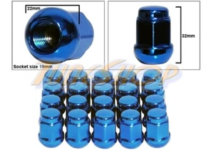 20 HONDA ACURA BALL RADIUS SEAT STOCK OEM WHEELS LUG NUTS 12X1.5 19MM HEX BLUE - Picture 1 of 2