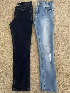Lot Of 2 Zara Cat & Jack Stretch Adjustable Waist Girls’ Skinny Jeans Size 7 - Picture 1 of 12