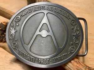 Vintage ARPCO Valves and Controls Advertising Belt Buckle 2 3/4" x 3 1/2" USA - Picture 1 of 2