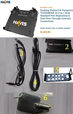 Estación de acoplamiento 99 % Life Left Havis DS-PAN-1114-2 para Toughbook 33 HA-33LVDLT2 C Foto 1 de 4