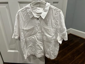 Leinen Damen Alexander Jordan Kurzarm Bluse Oberteil Gr. XL Elfenbein - Bild 1 von 4