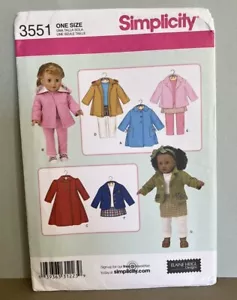 Simplicity 2007 Schnittmuster 3551 Puppenkleidung für 18" Puppen ungeschnitten - Bild 1 von 3