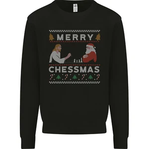 Merry Chessmass Funny Chess Player Kids Sweatshirt Jumper - Picture 1 of 82