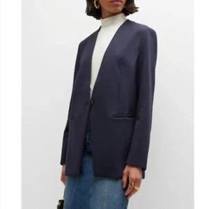 NWT SPANX The Perfect Collarless Cutaway Navy/Gray Pinstripe Blazer Size 2X - Picture 1 of 11