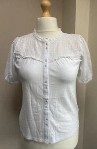 Camiseta de encaje FatFace para damas Helena en blanco talla 10 nueva con etiquetas - Imagen 1 de 5