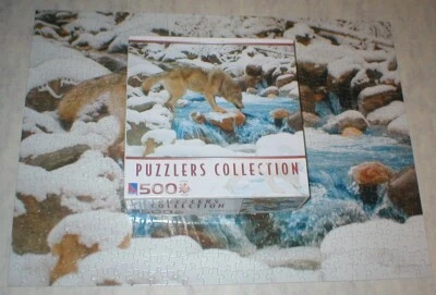 WOLF DRINKING WATER PUZZLE 500 PCS COMPLETE PUZZLERS COLLECTION SOLD AS IS  - Image 1 of 4