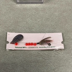 VTG Nekanod MFG Salmon Egg Spinner Feather Tail Stanwood WA Handmade Lure - Picture 1 of 5