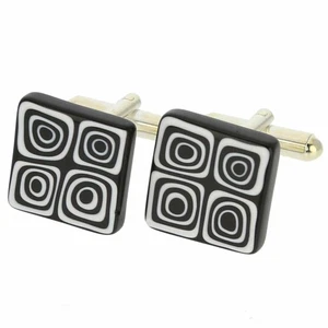 Gemelos cuadrados GlassOfVenice Murano vidrio Millefiori - blanco y negro - Imagen 1 de 3