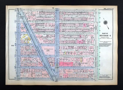 1925 Bromley Манхэттен Нью-Йорк карта Линкольн Шеридан площадь Бродвей Риверсайд парк - Изображение 1 из 4