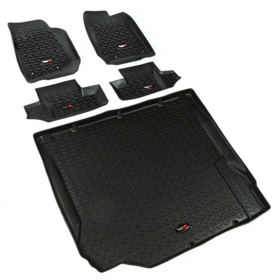 Rugged Ridge Floor Liner Front/Rear/Cargo Black 2007-2010 Jeep Wrangler JK 2 Dr - Image 1 of 2