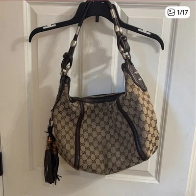 Gucci Hobo Canvas Shoulder Bag - Image 1 of 4