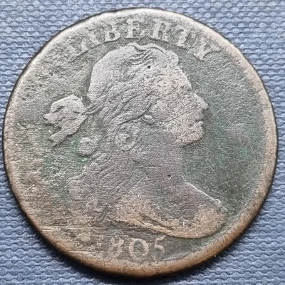 Moeda de cobre antiga busto drapeado 1805 centavo grande 1c melhor grau #92542 - Imagem 1 de 2