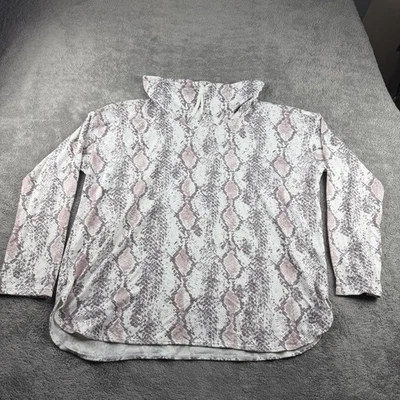 Calvin Klein Sweater Womens XXL Pink Gray Animal Print Pullover Funnel Neck NWT - Image 1 of 4