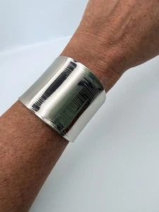 Modern FADI Signed Stainless Steel Cuff Bracelet Jewelry 7-1/4” - Picture 1 of 7