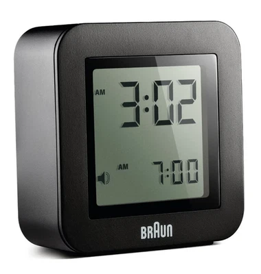 Braun BN-C018BK Black Digital LCD Travel Quartz Alarm Clock Square 2.25" - Image 1 of 2